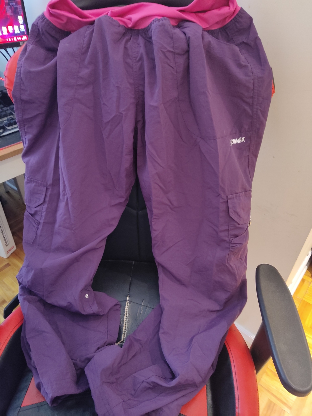 Zumba Purple Workout Pants with Pink Waistband